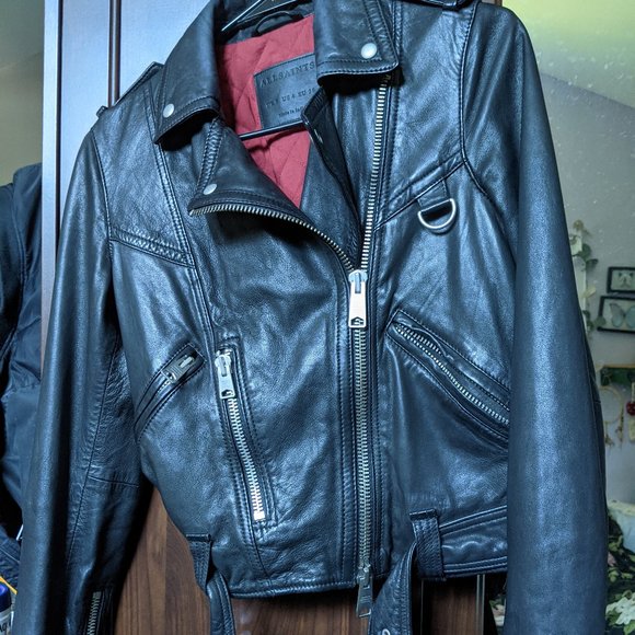 All Saints Gidley Leather Biker Jacket - Picture 3 of 10